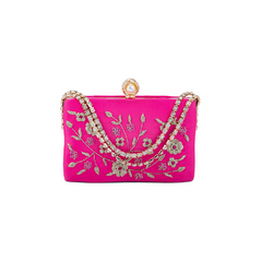 Royal Pink Embroidered Clutch