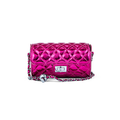 Fuchsia Velvet Quilted Clutch